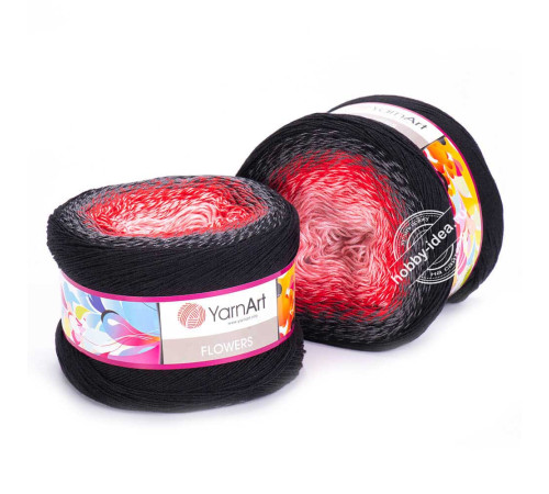 YarnArt Flowers 282 Розовый Красный Чёрный