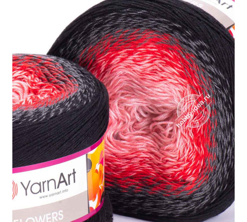 YarnArt Flowers 282 Розовый Красный Чёрный