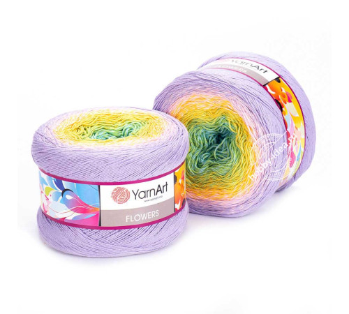 YarnArt Flowers 285 Голубой Жёлтый Лиловый