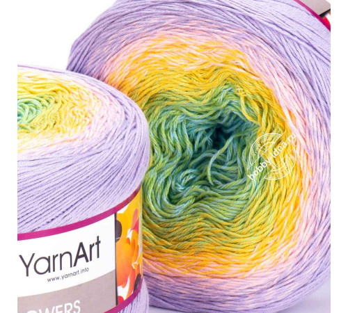 YarnArt Flowers 285 Голубой Жёлтый Лиловый