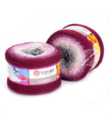 YarnArt Flowers 286 Серый Персиковый Бордовый