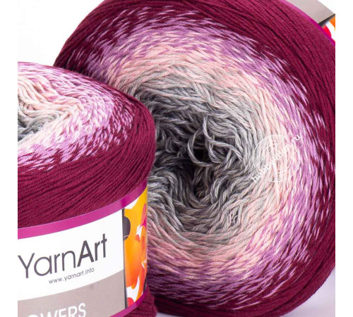 YarnArt Flowers 286 Серый Персиковый Бордовый