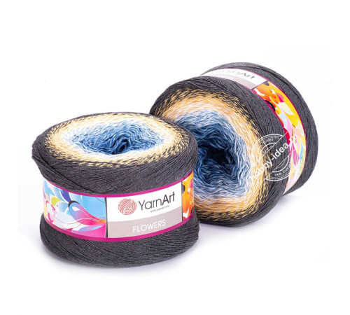 YarnArt Flowers 287 Синий Песочный Серый