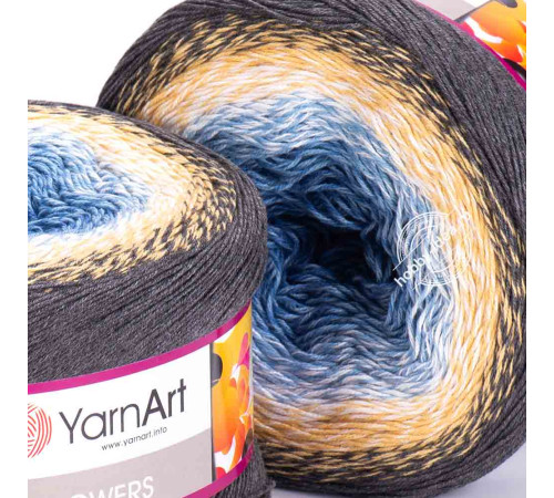 YarnArt Flowers 287 Синий Песочный Серый