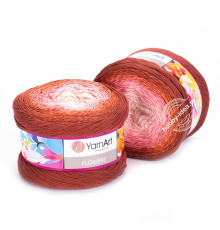 YarnArt Flowers 288 Розовый Оранжевый Красный