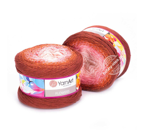YarnArt Flowers 288 Розовый Оранжевый Красный