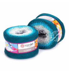 YarnArt Flowers 289 Серый Голубой Петроль