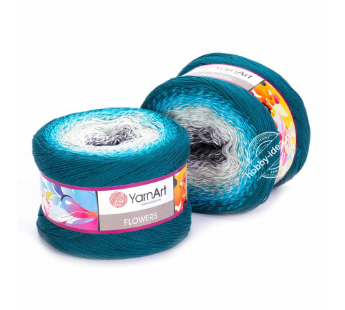 YarnArt Flowers 289 Серый Голубой Петроль