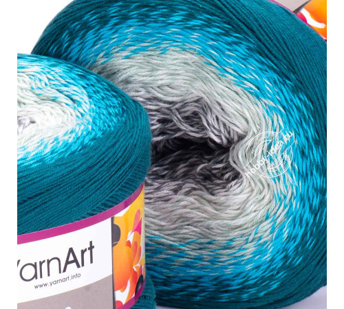 YarnArt Flowers 289 Серый Голубой Петроль