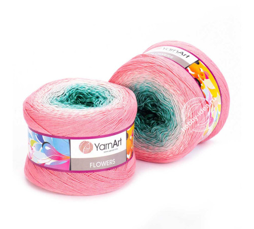 YarnArt Flowers 292 Зелёный Розовый