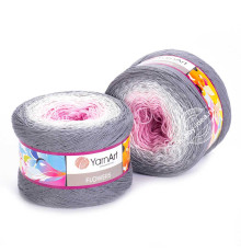 YarnArt Flowers 293 Розовый Белый Серый