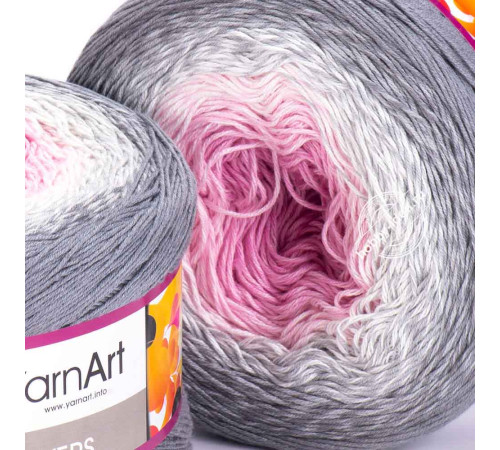 YarnArt Flowers 293 Розовый Белый Серый