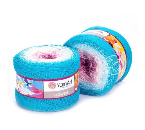 YarnArt Flowers 294 Розовый Белый Голубой