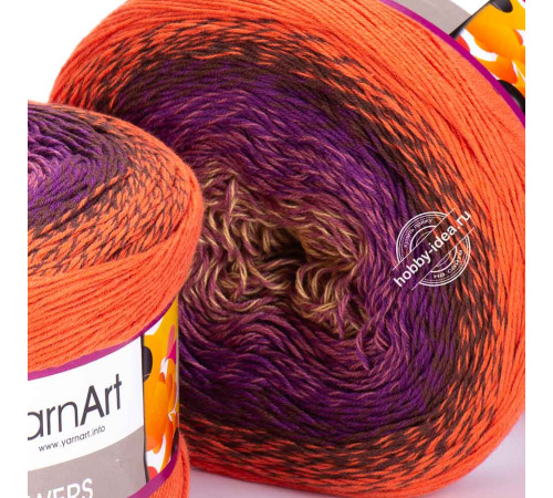 YarnArt Flowers 295 Фиолетовый Коричневый Оранжевый