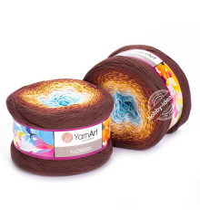 YarnArt Flowers 296 Голубой Жёлтый Коричневый