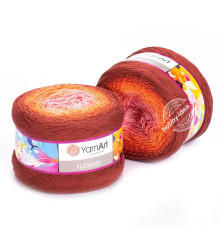 YarnArt Flowers 298 Розовый Оранжевый Красный