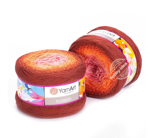 YarnArt Flowers 298 Розовый Оранжевый Красный
