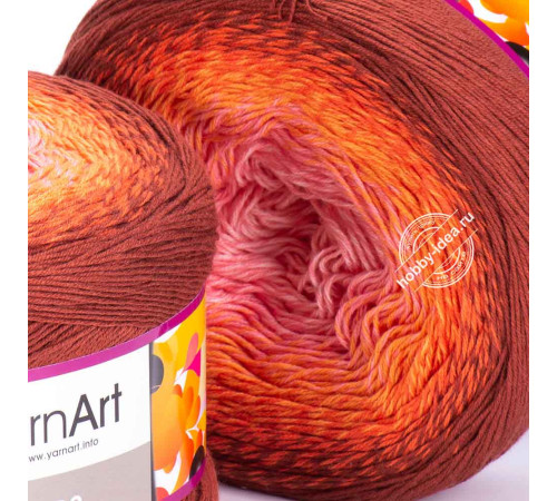 YarnArt Flowers 298 Розовый Оранжевый Красный