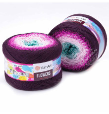 YarnArt Flowers 301 Голубой Розовый Фиолетовый