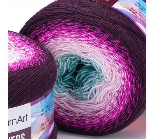 YarnArt Flowers 301 Голубой Розовый Фиолетовый