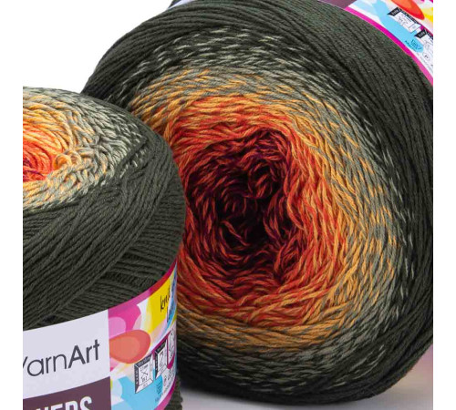 YarnArt Flowers 302 Красный Жёлтый Зелёный