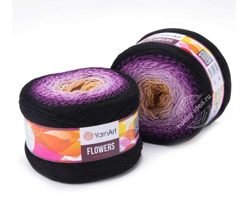 YarnArt Flowers 303 Коричневый Фиолетовый Черный