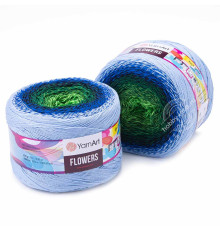 YarnArt Flowers 306 Зелёный Синий Голубой