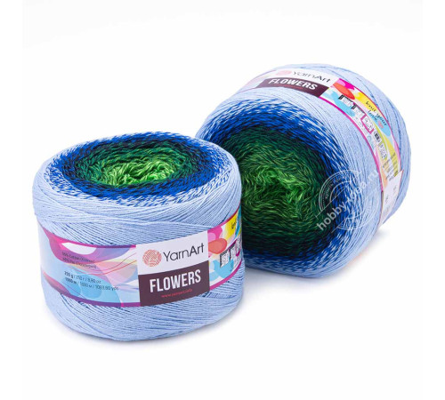 YarnArt Flowers 306 Зелёный Синий Голубой