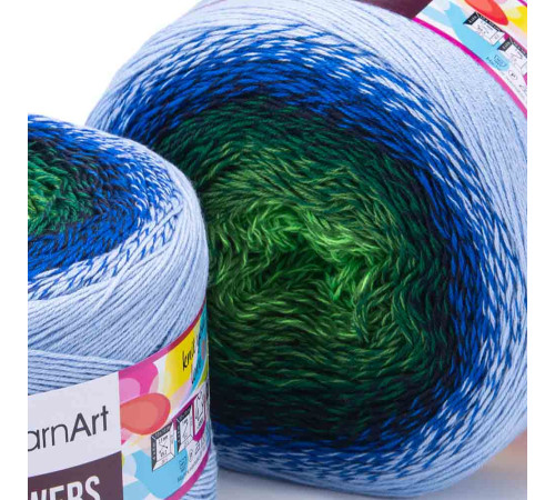 YarnArt Flowers 306 Зелёный Синий Голубой