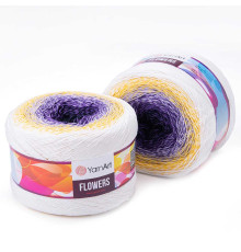 YarnArt Flowers 307 Фиолетовый Жёлтый Белый