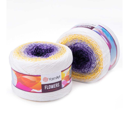 YarnArt Flowers 307 Фиолетовый Жёлтый Белый