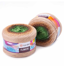 YarnArt Flowers 308 Зелёный Коричневый Бежевый
