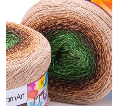 YarnArt Flowers 308 Зелёный Коричневый Бежевый