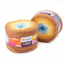 YarnArt Flowers 309 Голубой Жёлтый Бежевый