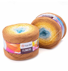 YarnArt Flowers 309 Голубой Жёлтый Бежевый