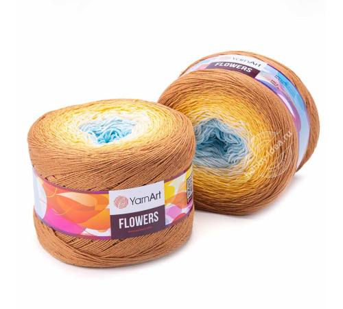 YarnArt Flowers 309 Голубой Жёлтый Бежевый