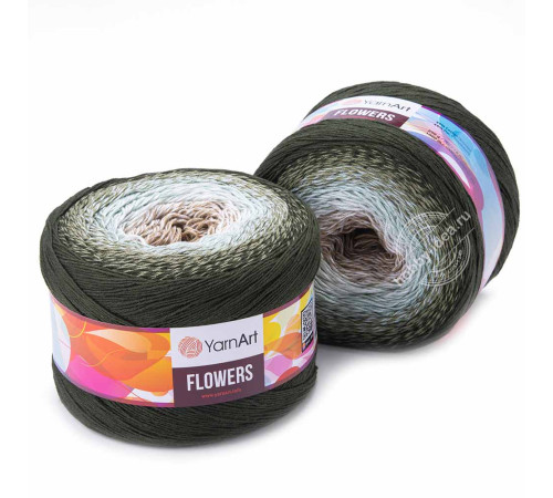 YarnArt Flowers 311 Коричневый Голубой Зелёный