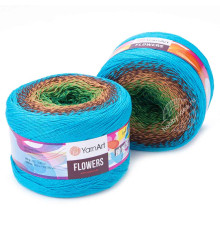 YarnArt Flowers 314 Зелёный Коричневый Голубой