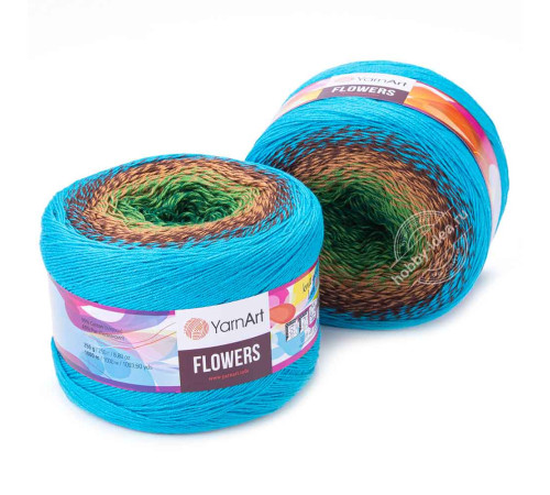 YarnArt Flowers 314 Зелёный Коричневый Голубой