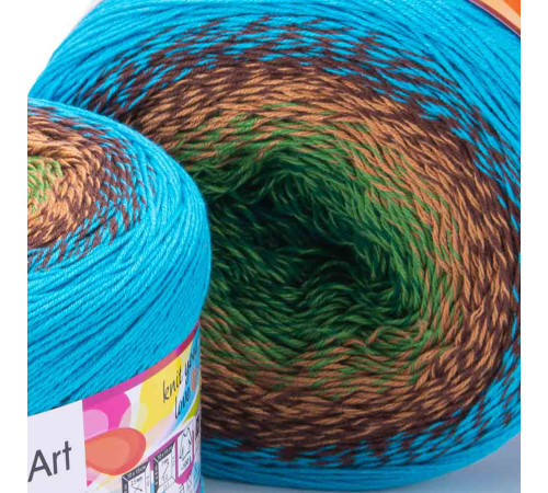 YarnArt Flowers 314 Зелёный Коричневый Голубой