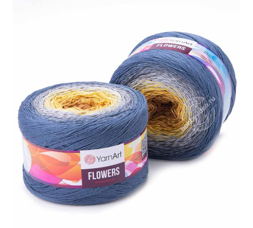 YarnArt Flowers 316 Жёлтый Серый