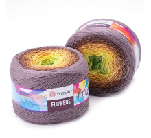 YarnArt Flowers 317 Зелёный Жёлтый Пыльная сирень