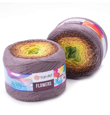 YarnArt Flowers 317 Зелёный Жёлтый Пыльная сирень