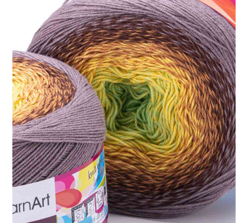 YarnArt Flowers 317 Зелёный Жёлтый Пыльная сирень